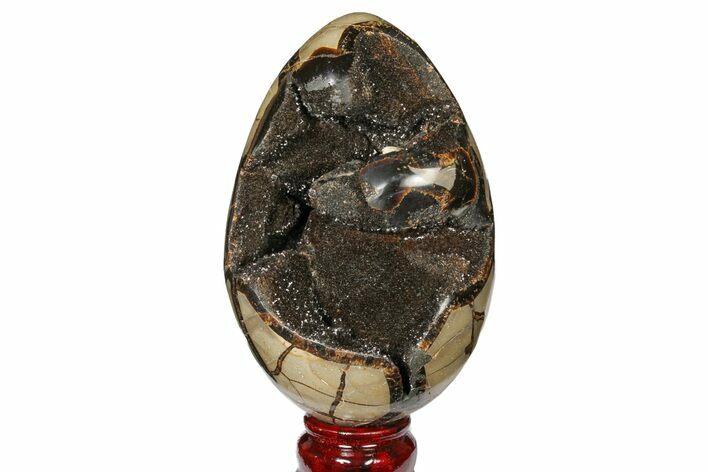 Septarian Dragon Egg Geode - Black Crystals #120885